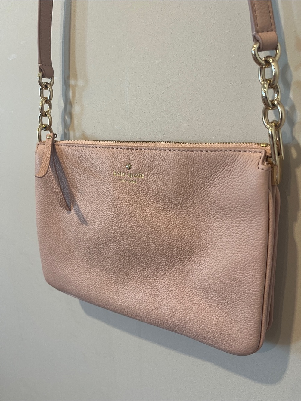 kate spade Pebbled Leather Crossbody in Light Pink with Gold Hardware